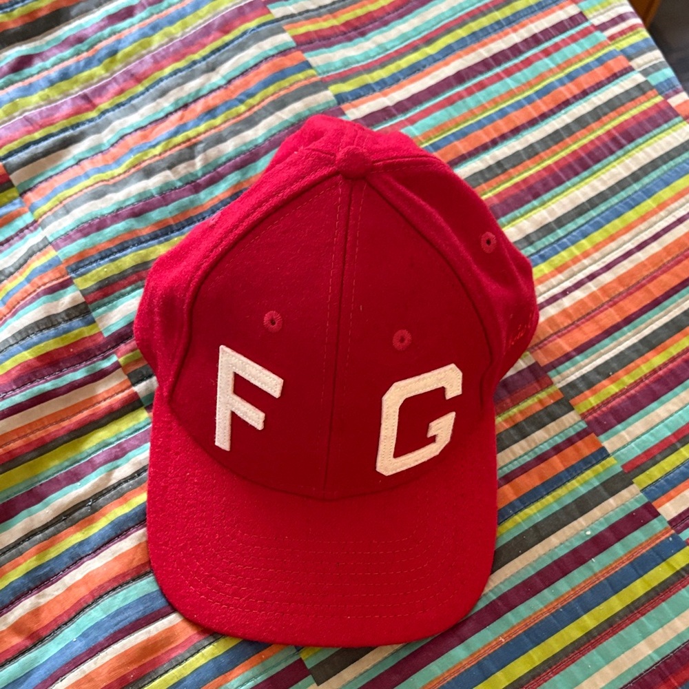 Fear of God monarchs New Era  Red Baseball Cap with White FG Patch nwt